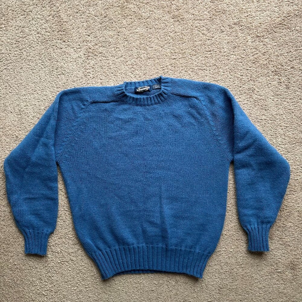 Regency Sweater Womens Medium Crewneck Pullover Vtg Blue Virgin Acrylic